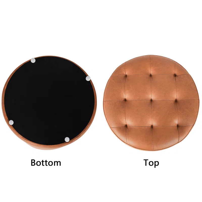 Muddy Leatherette Pouffe In Cinnamon Brown Colour - Febonic Living
