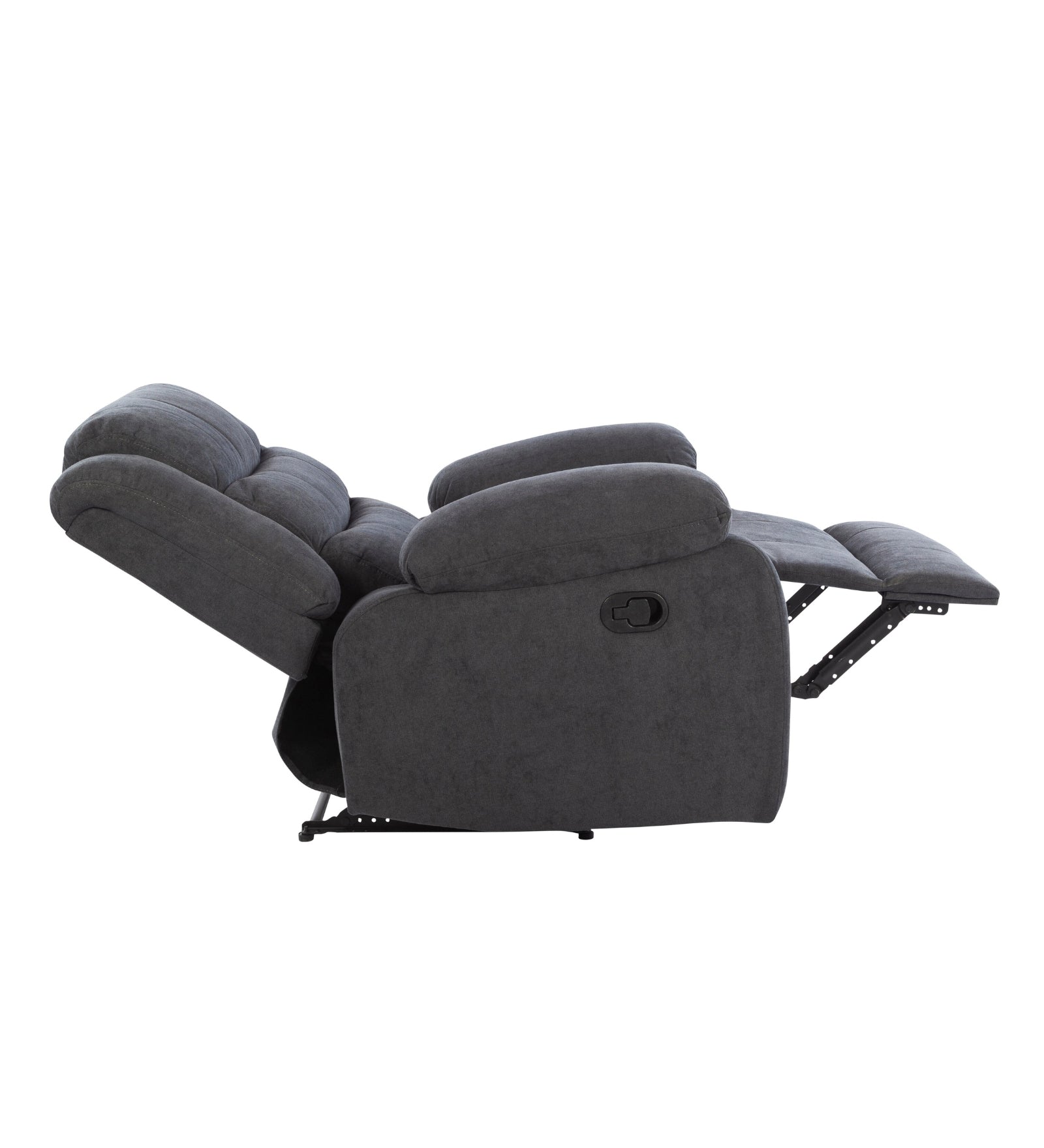 Turin 1 Seater Motorized Velvet Recliner - Davy Grey - Side Reclined View by Febonic Living