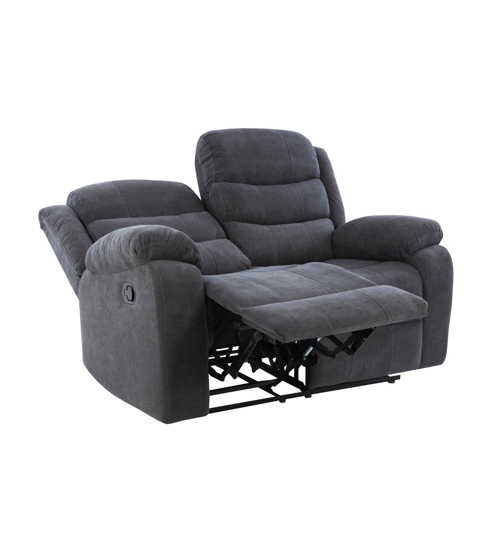 Turin 2 Seater Motorized Velvet Recliner - Davy Grey - 1 Reclined View by Febonic Living