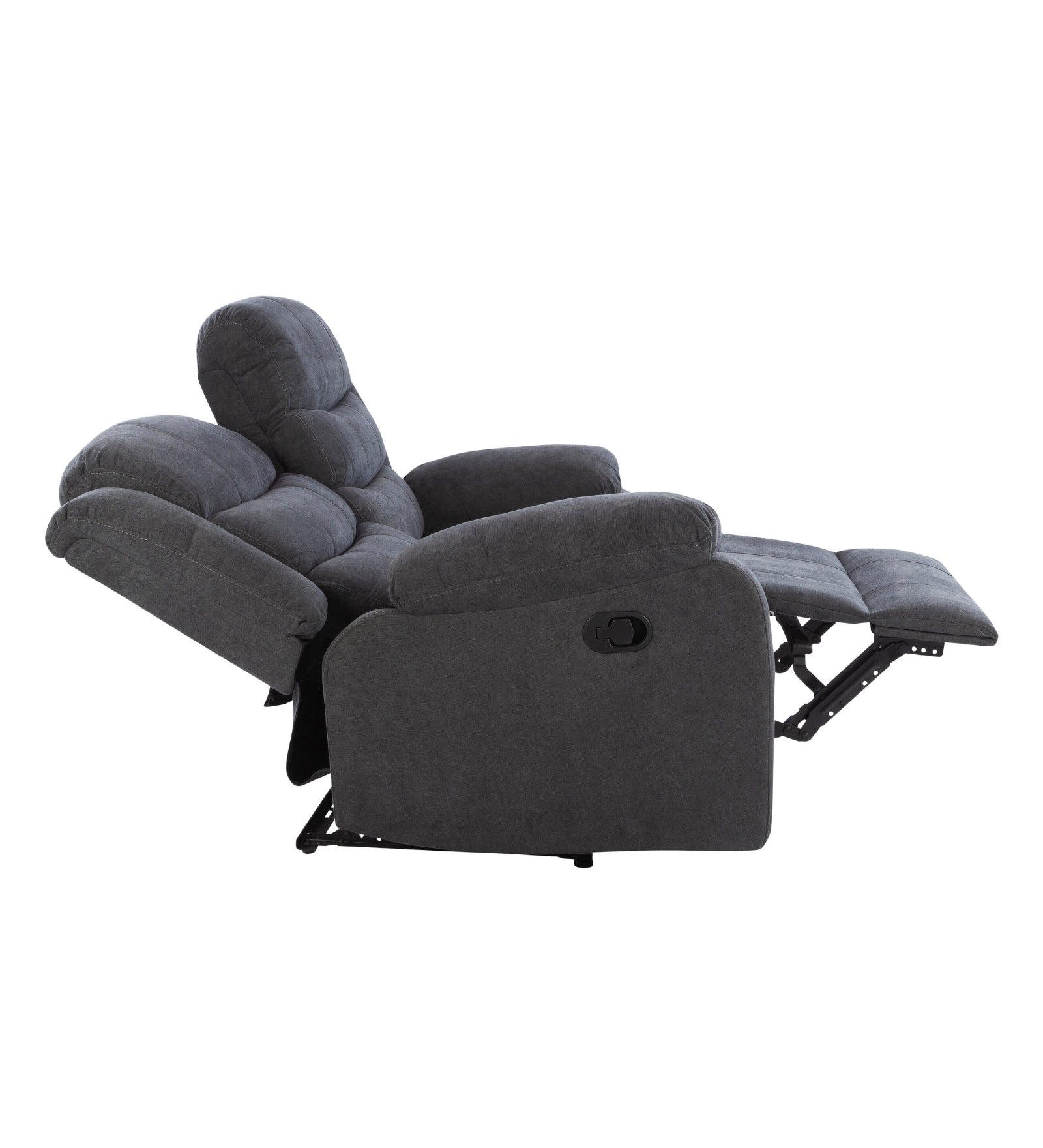 Turin 2 Seater Motorized Velvet Recliner - Davy Grey - Side Reclined View by Febonic Living