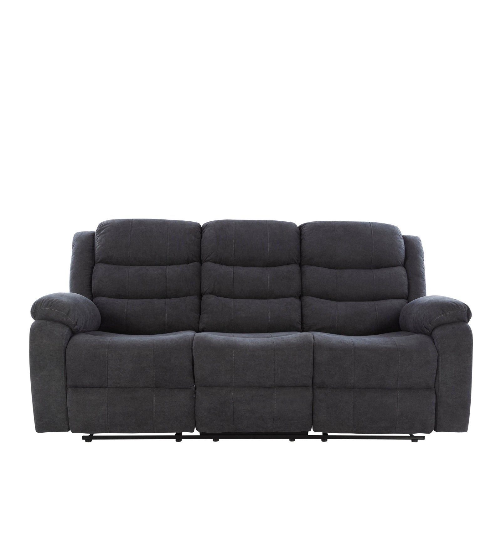 Turin 3 Seater Motorized Velvet Recliner - Davy Grey - Clear View by Febonic Living