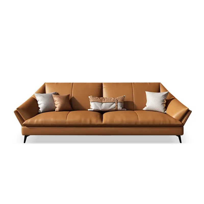 Sagar Leatherette 3 Seater Sofa In Cinnamon Brown Colour - Febonic Living