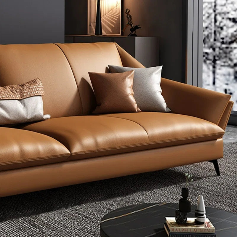Sagar Leatherette 3 Seater Sofa In Cinnamon Brown Colour - Febonic Living