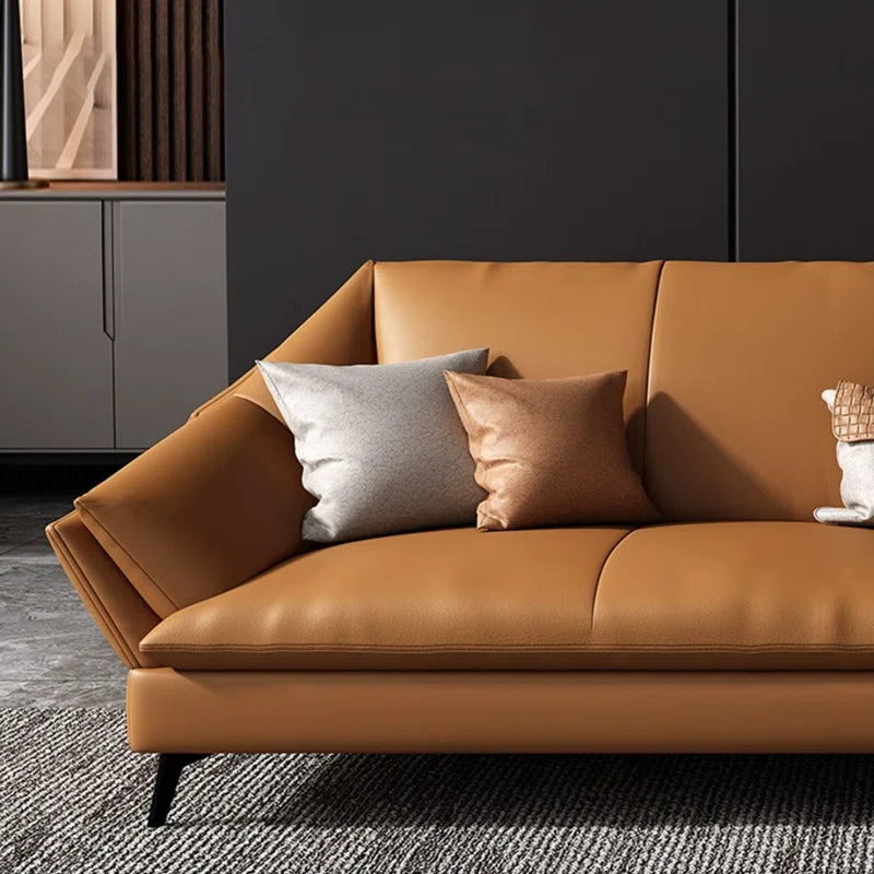 Sagar Leatherette 3 Seater Sofa In Cinnamon Brown Colour - Febonic Living