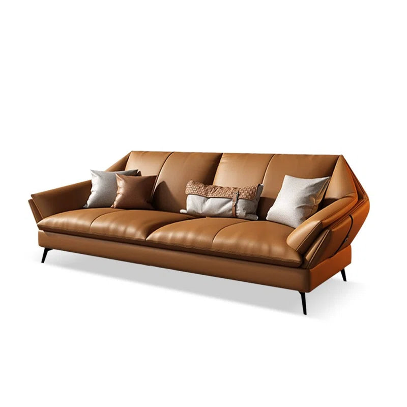 Sagar Leatherette 3 Seater Sofa In Cinnamon Brown Colour - Febonic Living