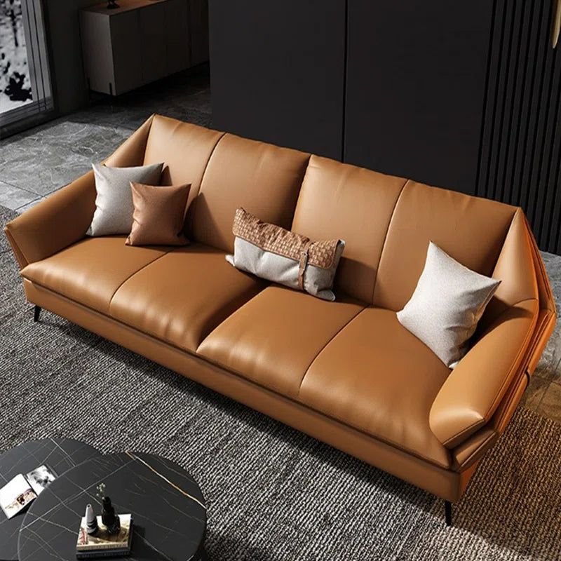 Sagar Leatherette 3 Seater Sofa In Cinnamon Brown Colour - Febonic Living