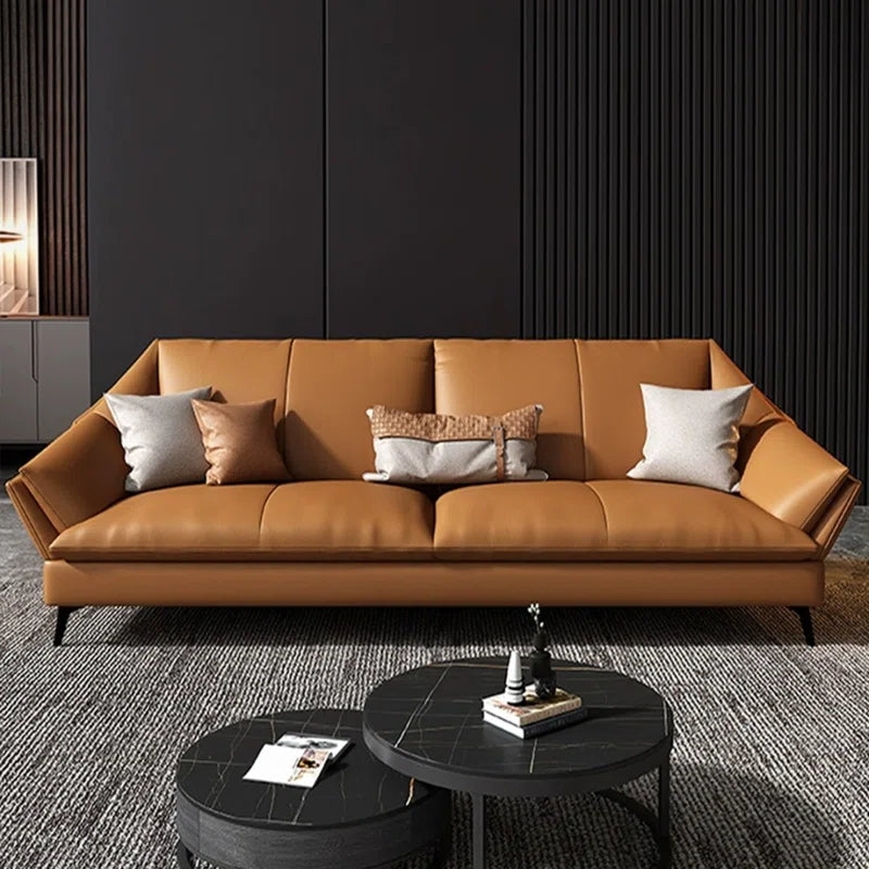 Sagar Leatherette 3 Seater Sofa In Cinnamon Brown Colour - Febonic Living