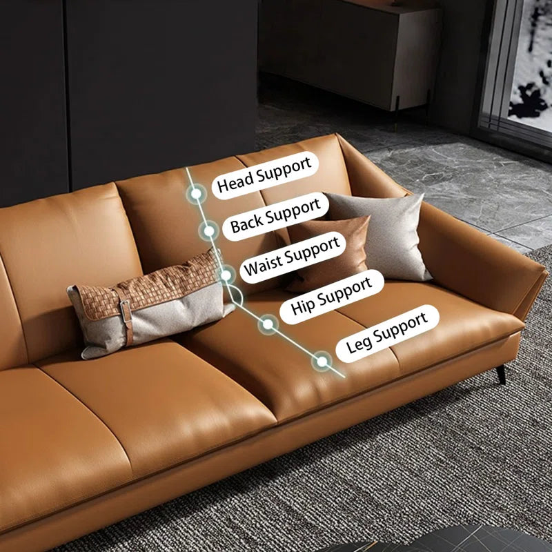 Sagar Leatherette 3 Seater Sofa In Cinnamon Brown Colour - Febonic Living