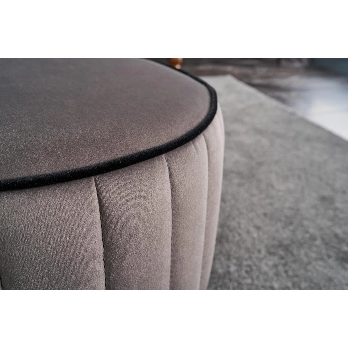 Twilla Velvet Pouffe In Pearl And Davy Grey Colour