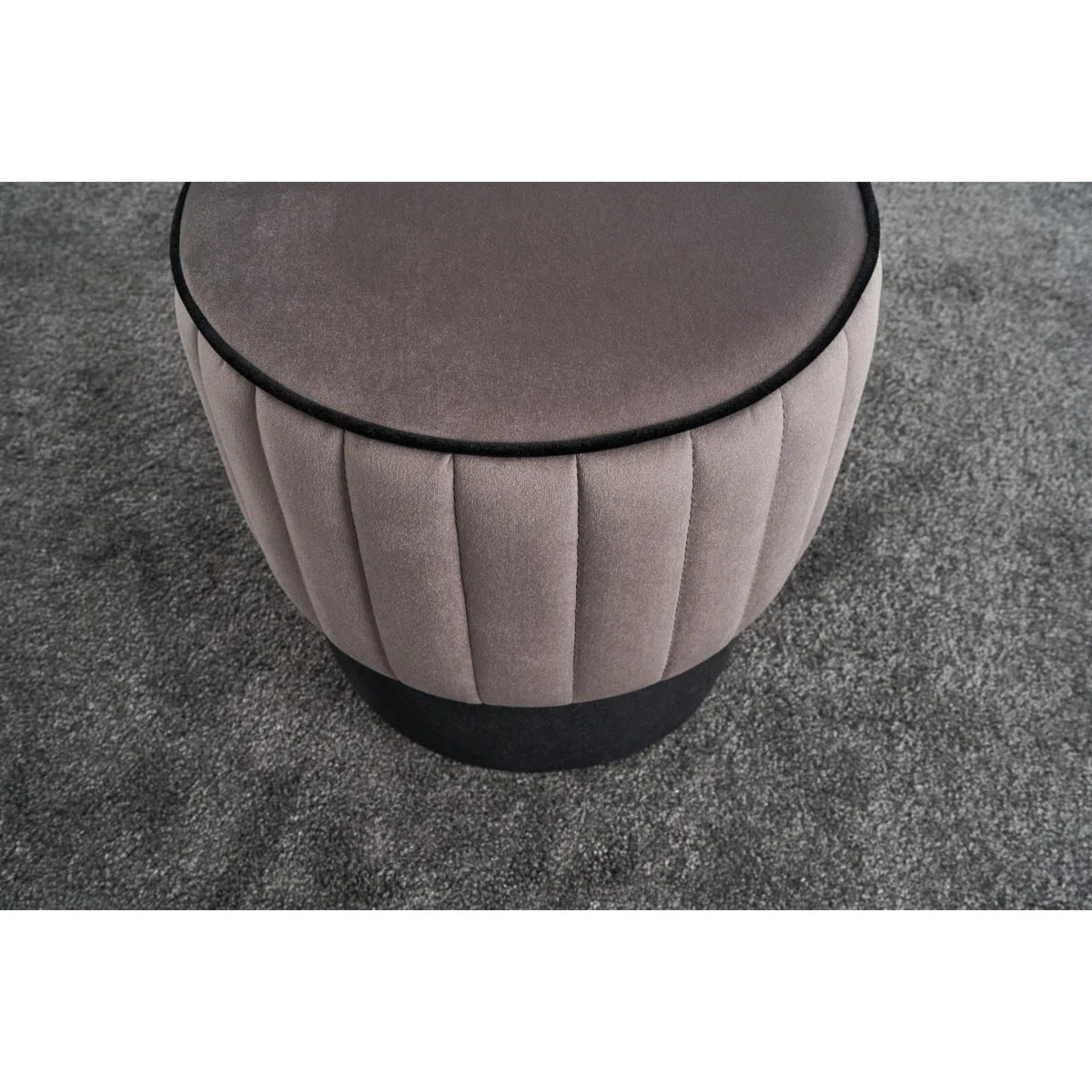 Twilla Velvet Pouffe In Pearl And Davy Grey Colour