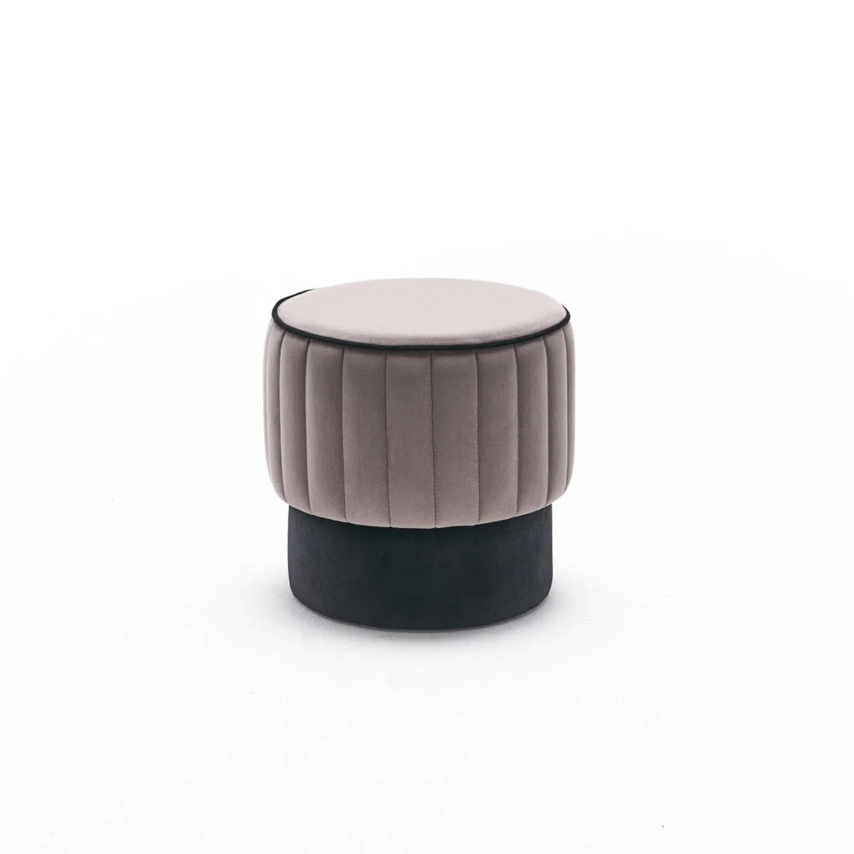 Twilla Velvet Pouffe In Pearl And Davy Grey Colour
