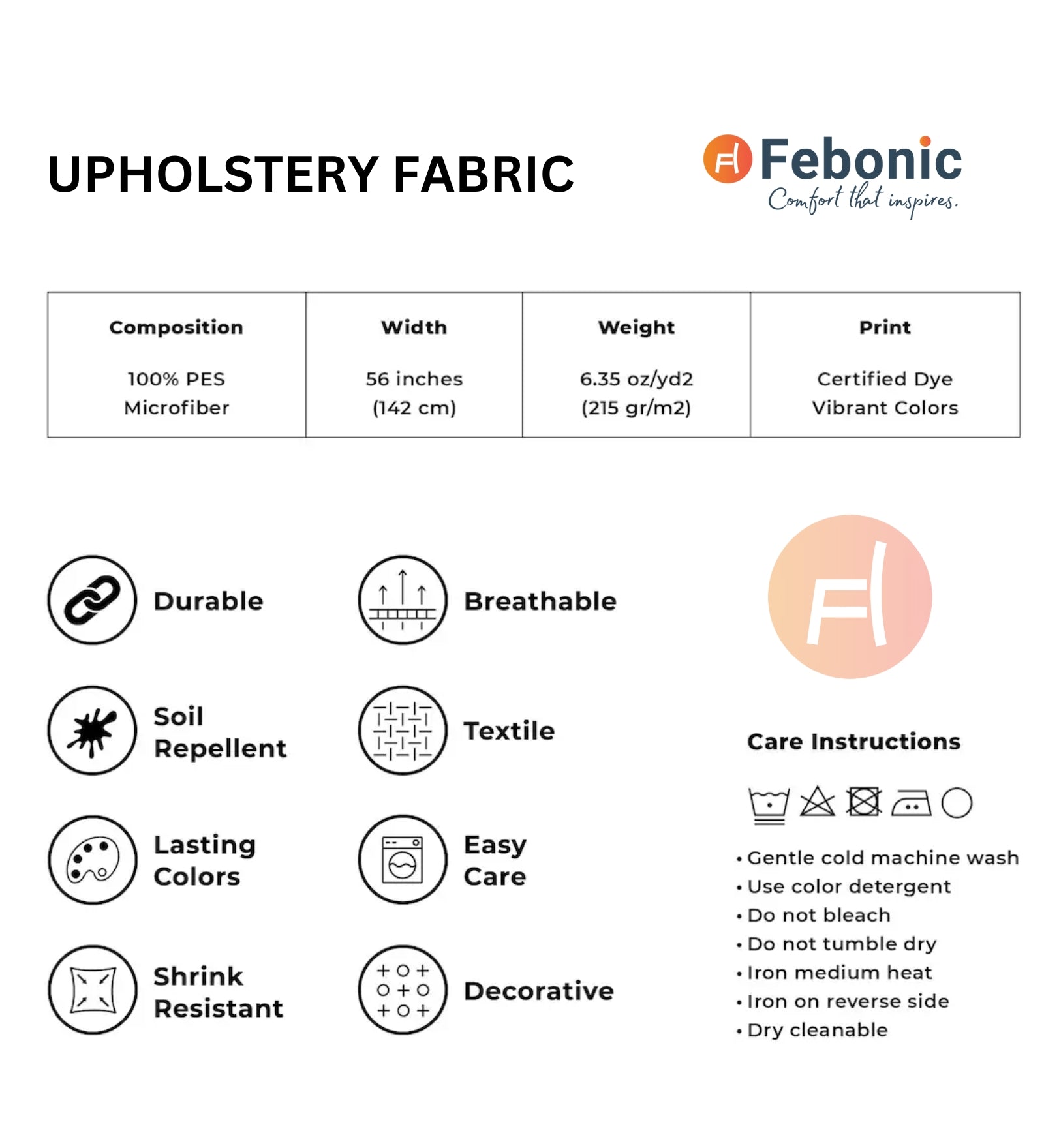 Omega Poly Cotton Fabric Woom Beige Colour - Febonic Living
