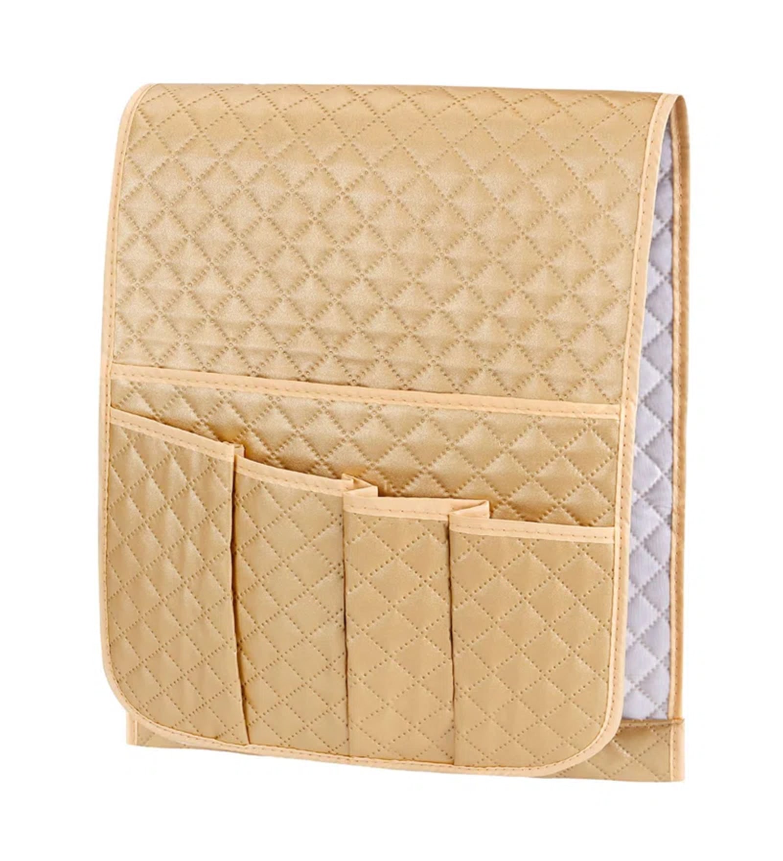 Pappu Velvet Quilted Box Slip Cover in Beige Colour - Febonic Living