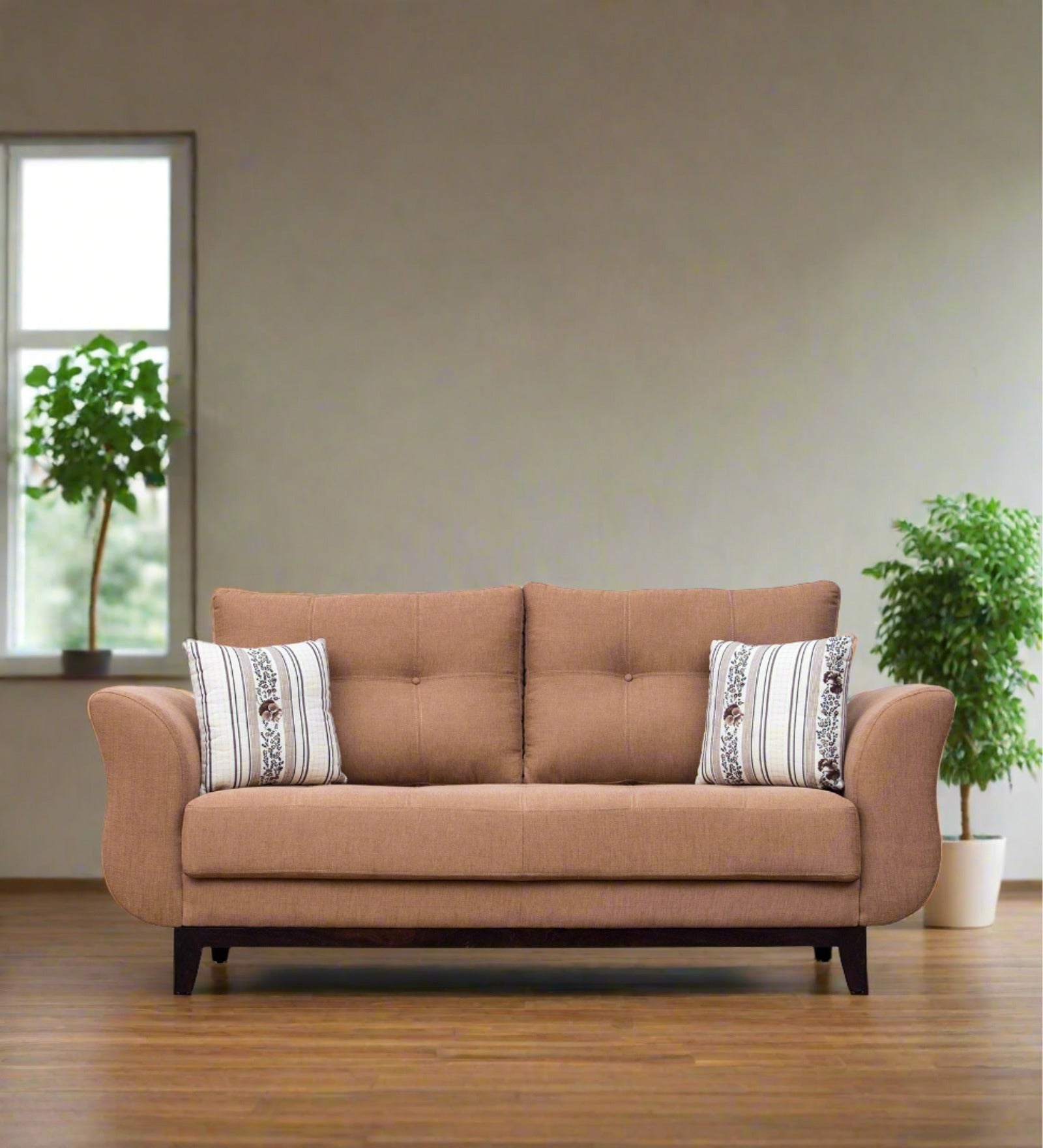 Bola Fabric 3 Seater Sofa In Caspa Brown Colour