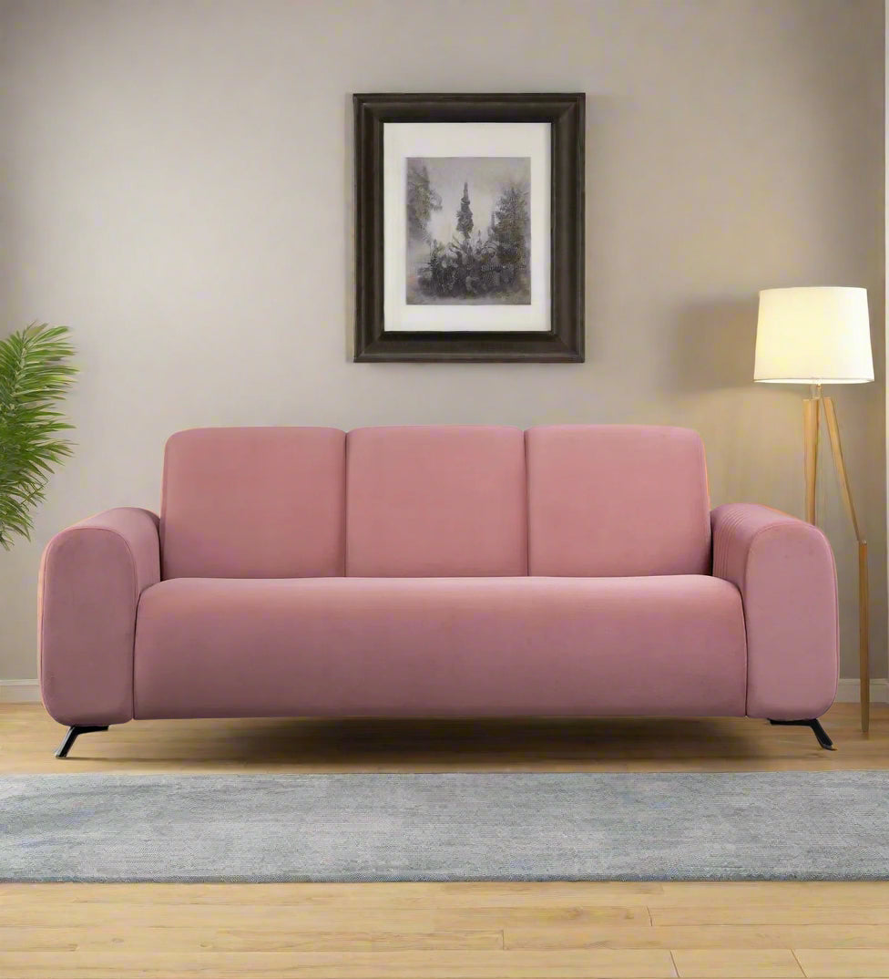 Helio Velvet 3 Seater Sofa In Millennial Pink Colour - Febonic Living