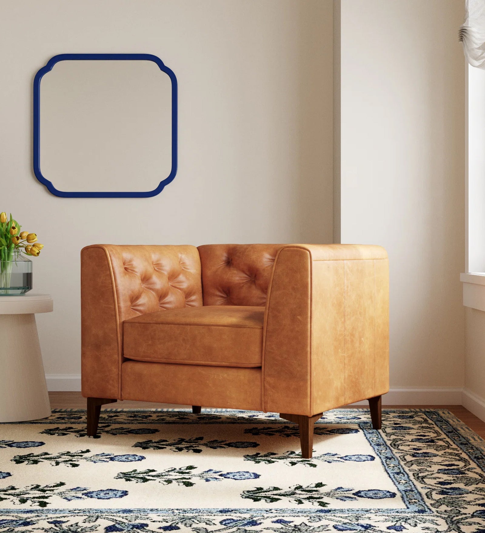 Fappy Leatherette 1 Seater Sofa In Cinnamon Brown Colour - Febonic Living