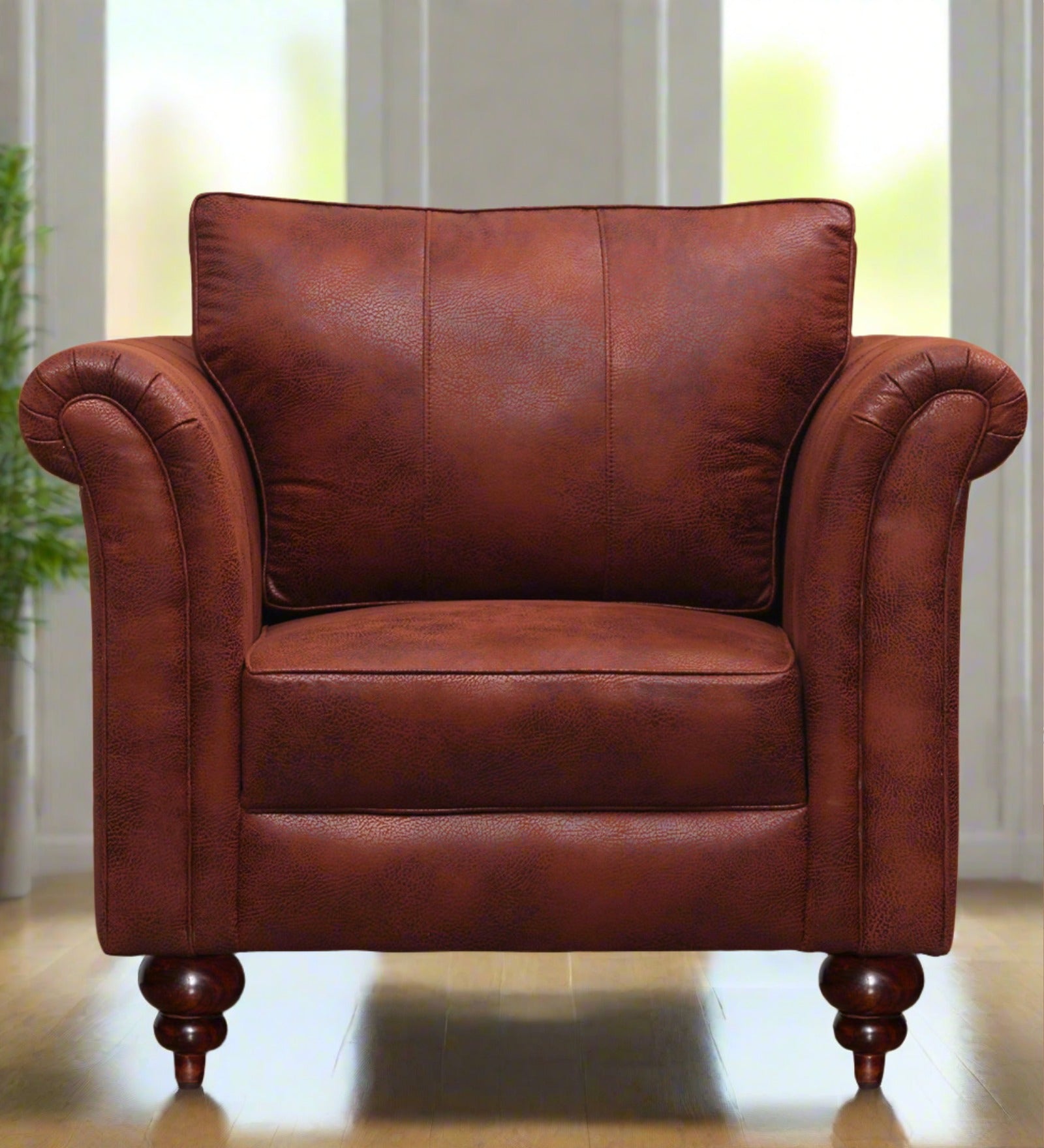 Fardy Leatherette 1 Seater Sofa In Red Maroon Colour - Febonic Living