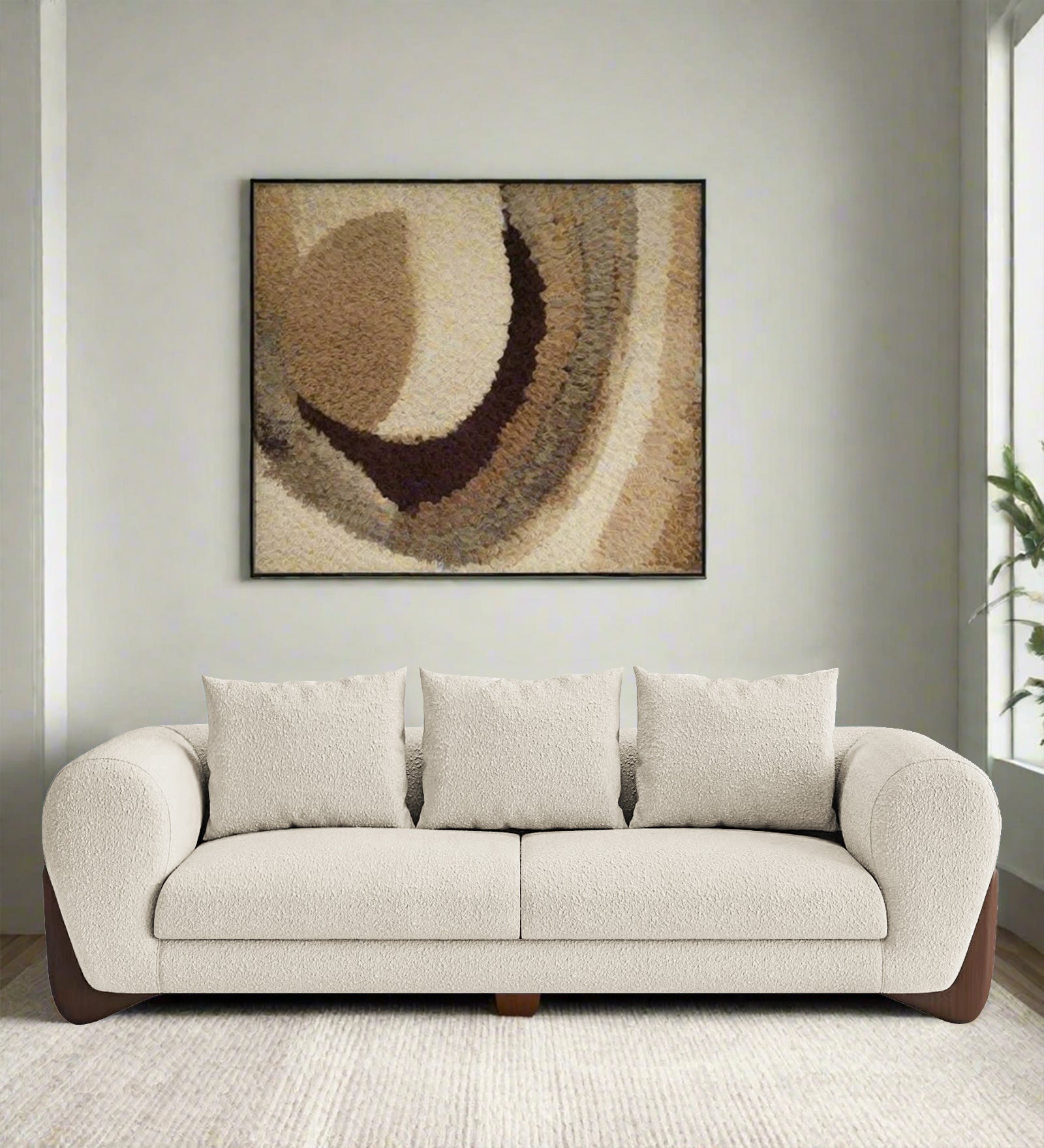 Boko Boucle 3 Seater Sofa In Shell White Colour - Febonic Living