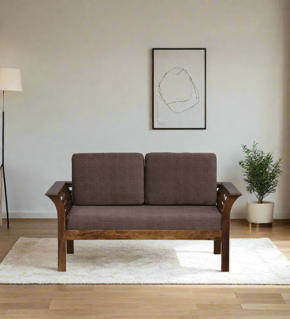Jota Sheesham Wood 2 Seater Sofa In Brown Colour - Febonic Living