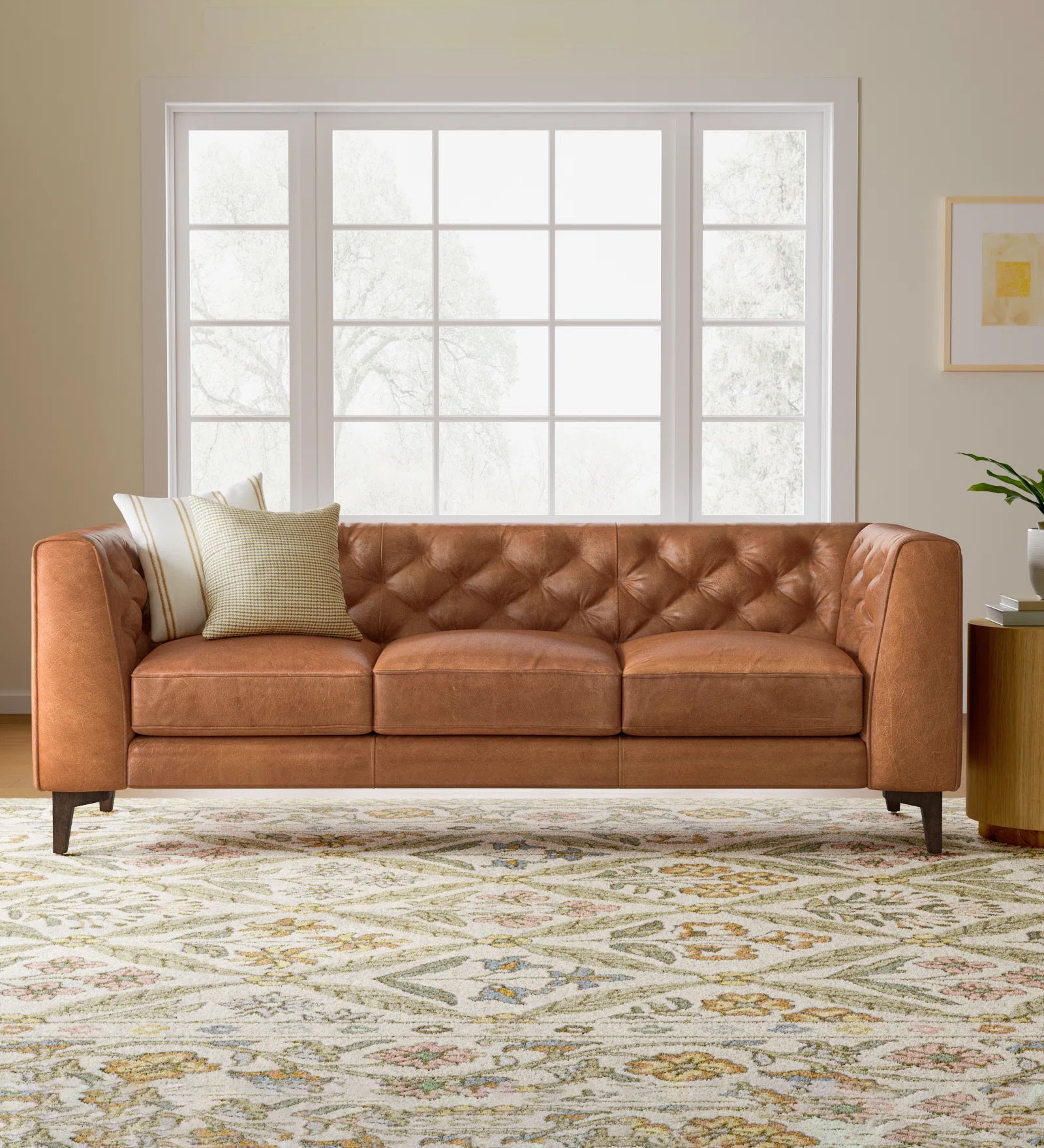 Fappy Leatherette 3 Seater Sofa In Cinnamon Brown Colour - Febonic Living