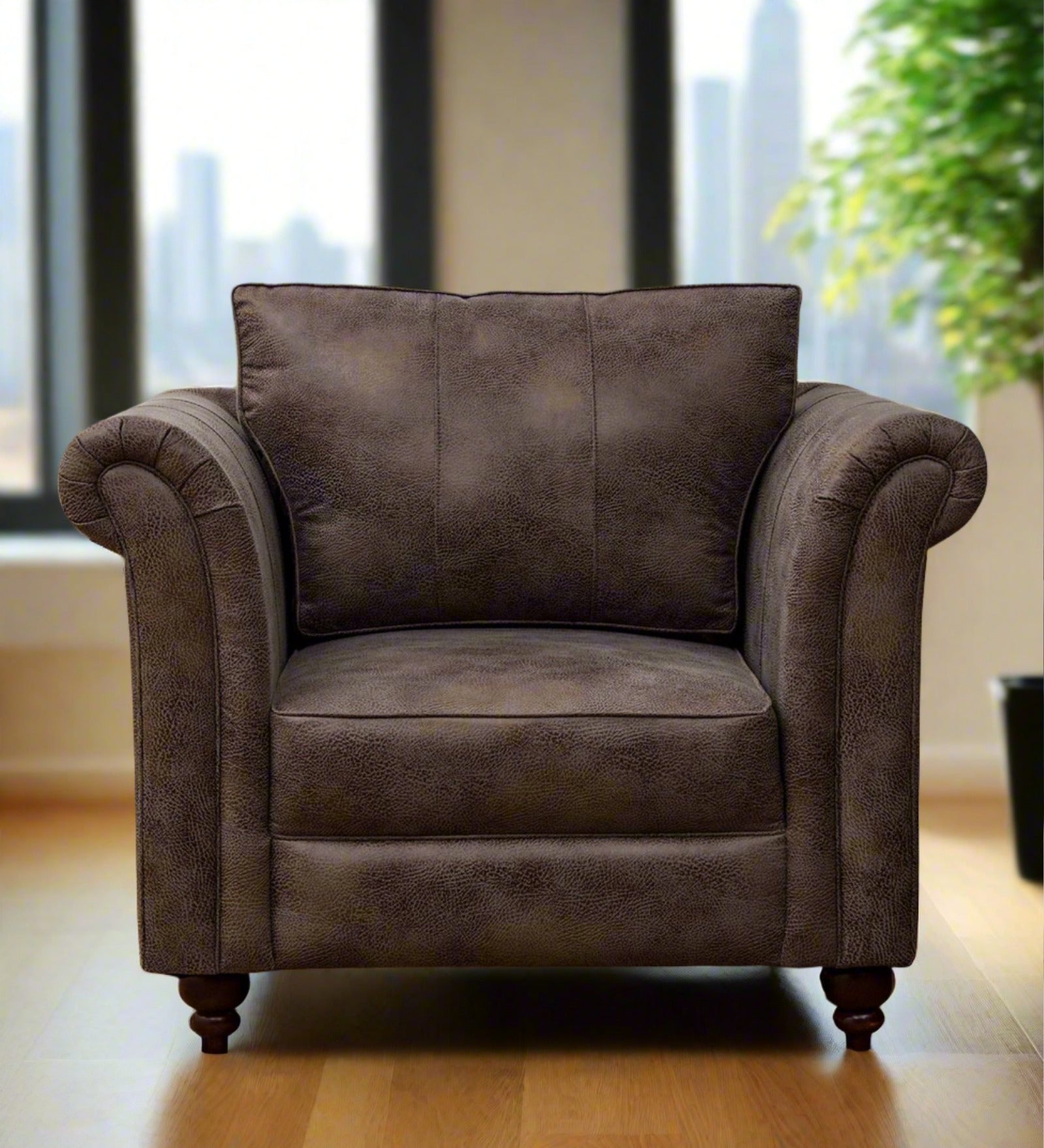 Fardy Leatherette 1 Seater Sofa In Dark Brown Colour - Febonic Living