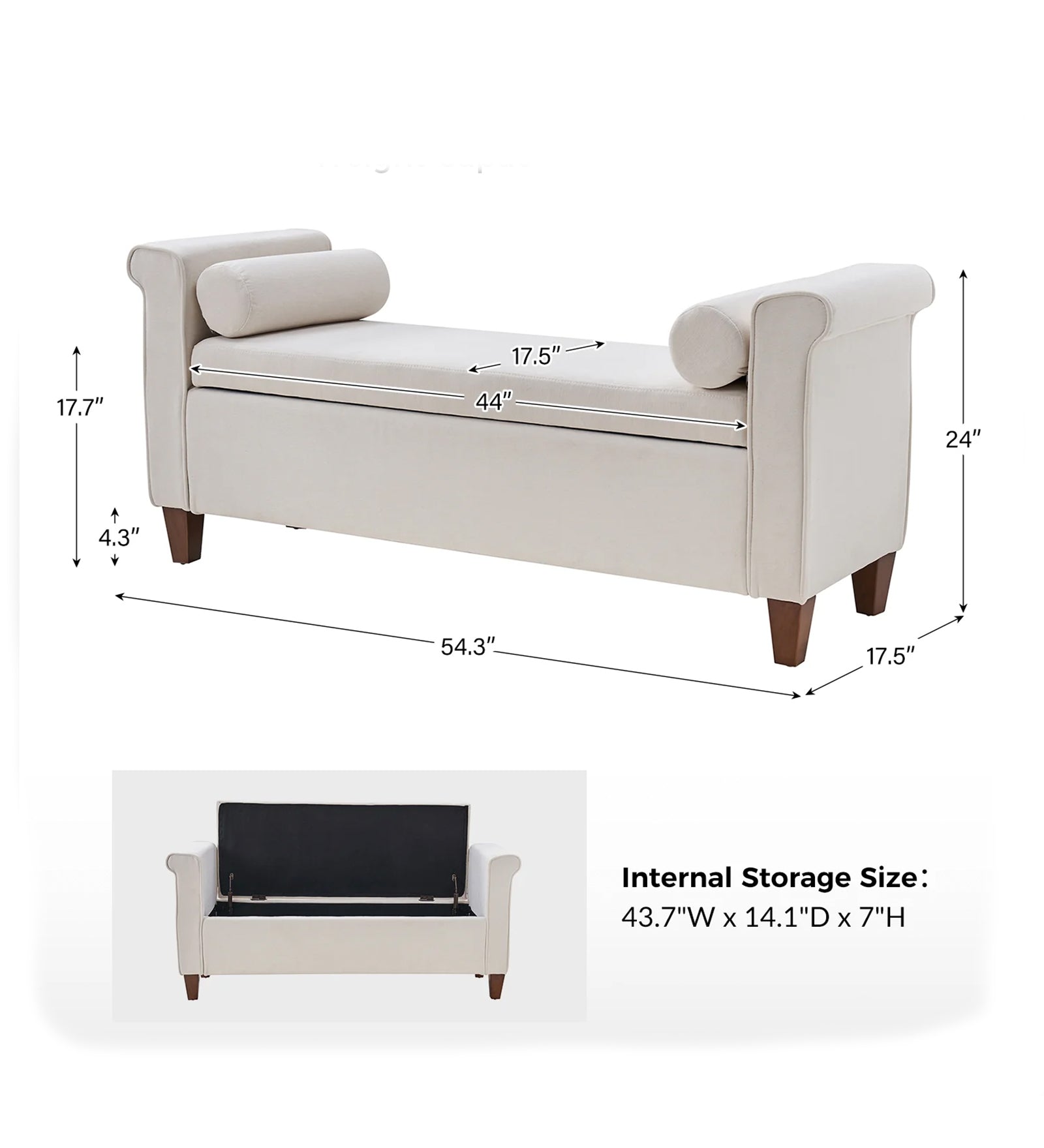 Gabino Velvet 2 Seater Recamier In Camel Beige Colour With Storage - Febonic Living