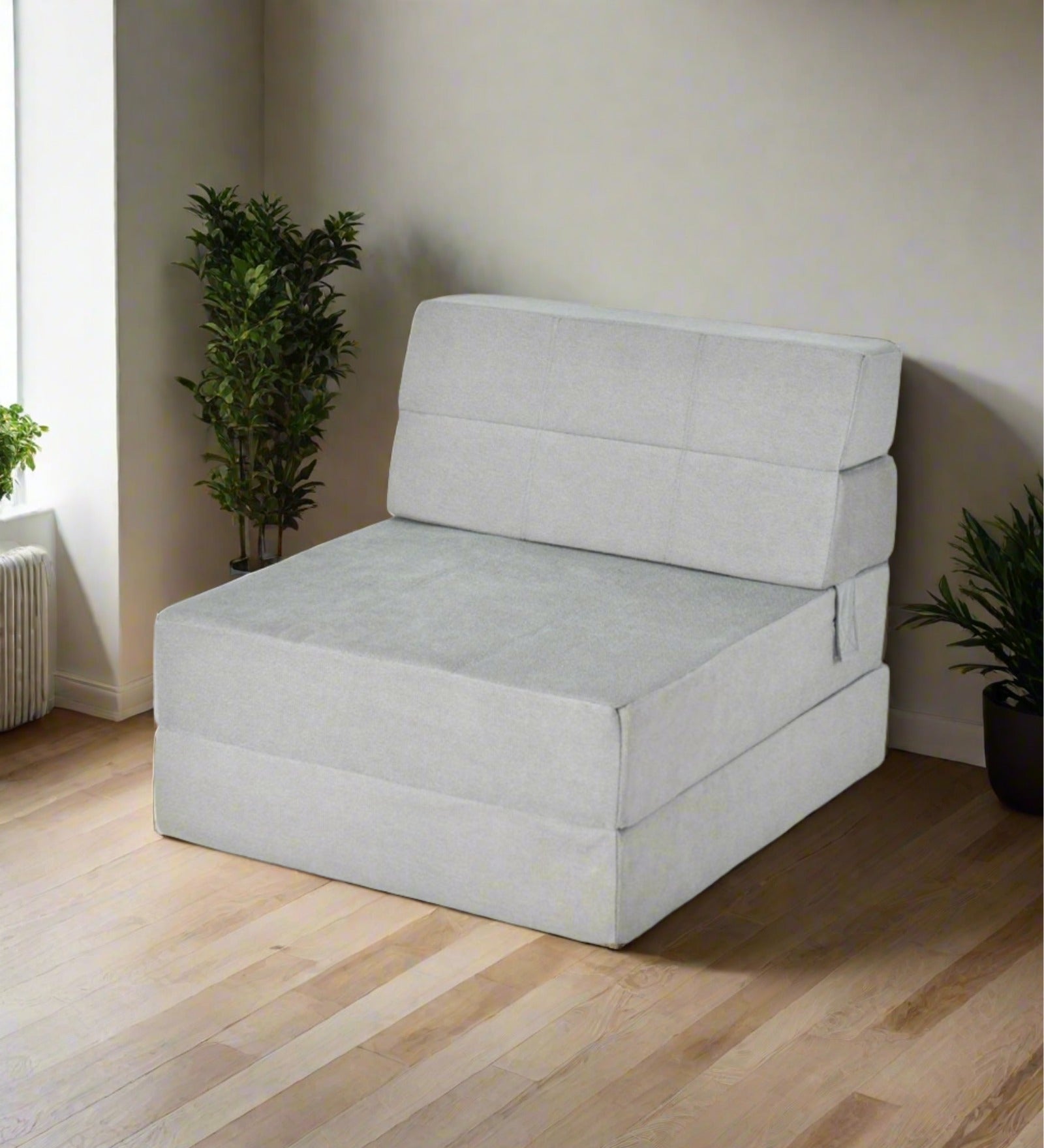 Canvey Fabric 1 Seater Foldable Sofa Bed In Lit Grey Colour - Febonic Living