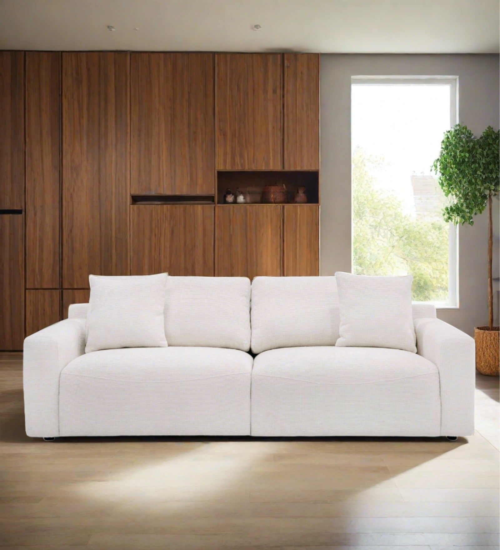 Glory Fabric 3 Seater Sofa In Beige Colour - Febonic Living