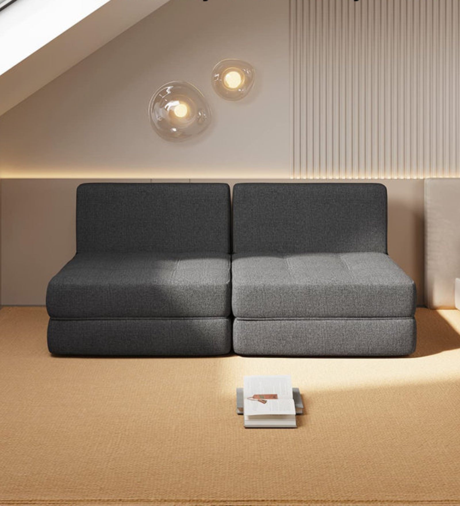 Ronda Fabric Foldable Sofa Cum Bed In Charcoal Grey Colour - Febonic Living