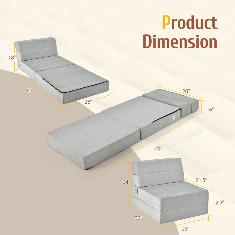 Canvey Fabric 1 Seater Foldable Sofa Bed In Lit Grey Colour - Febonic Living