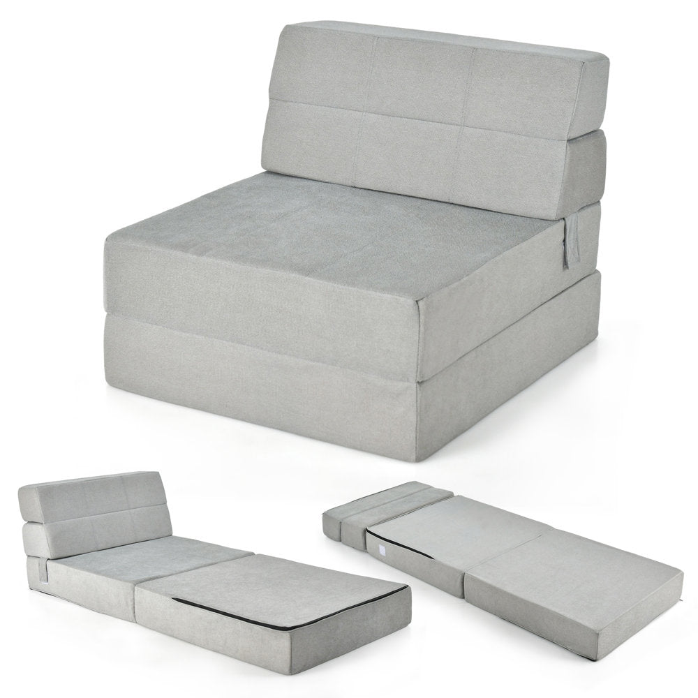 Canvey Fabric 1 Seater Foldable Sofa Bed In Lit Grey Colour - Febonic Living