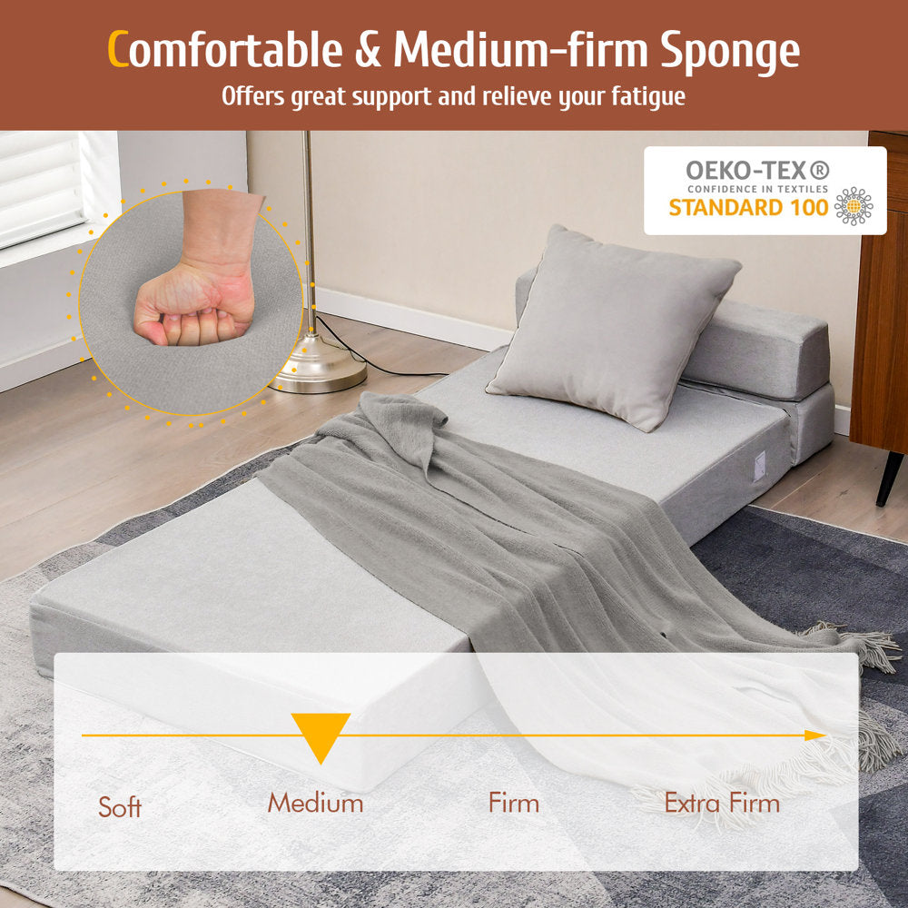 Canvey Fabric 1 Seater Foldable Sofa Bed In Lit Grey Colour - Febonic Living