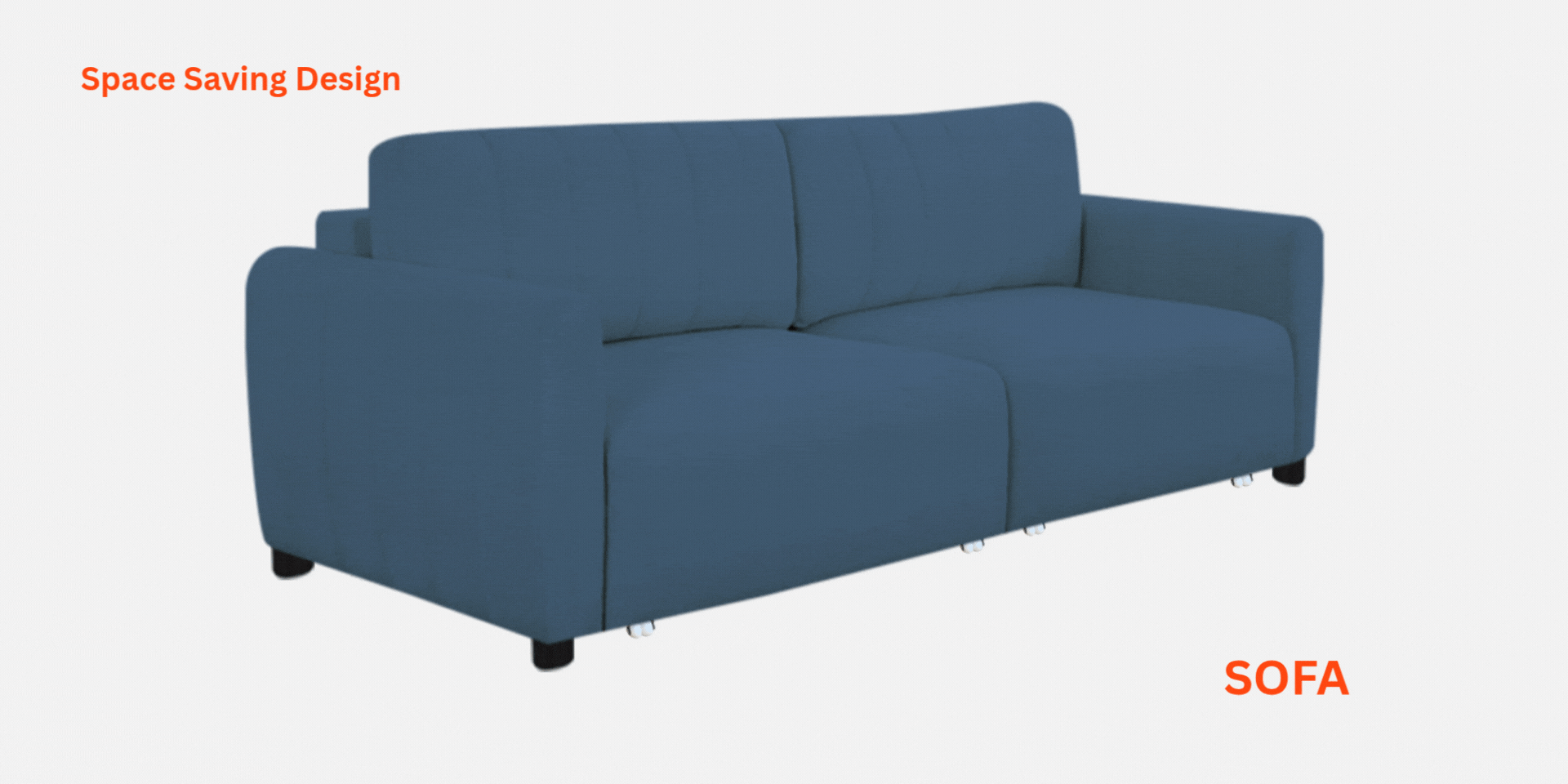 Vima Fabric 3 Seater Pull Out Sofa Cum Bed In Royal Blue Colour - Febonic Living