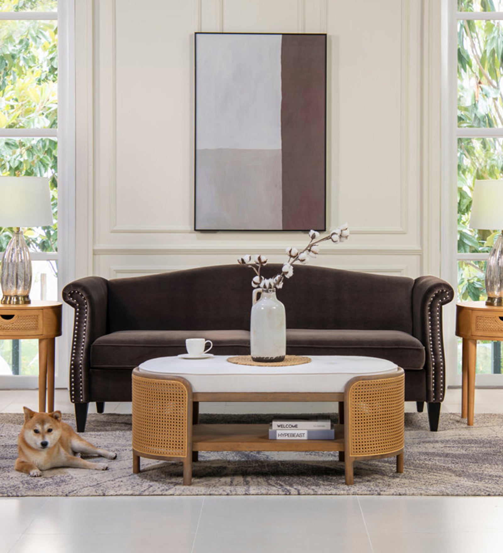 Willa Velvet 3 Seater Sofa In Mocha Brown Colour - Febonic Living