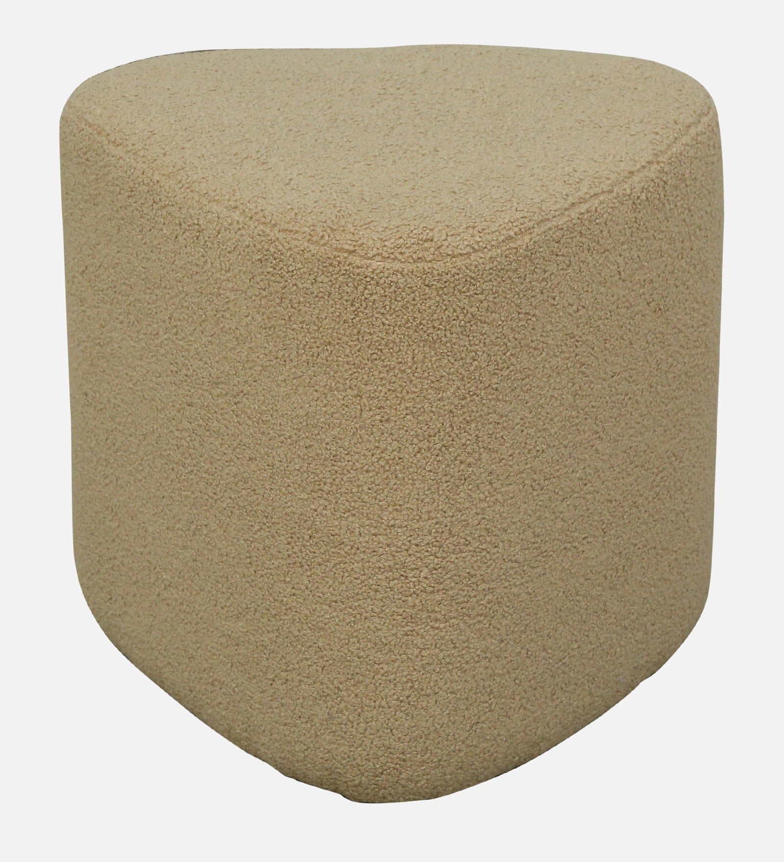 Veeba Boucle Fabric Pouffe In Mushroom Beige Colour