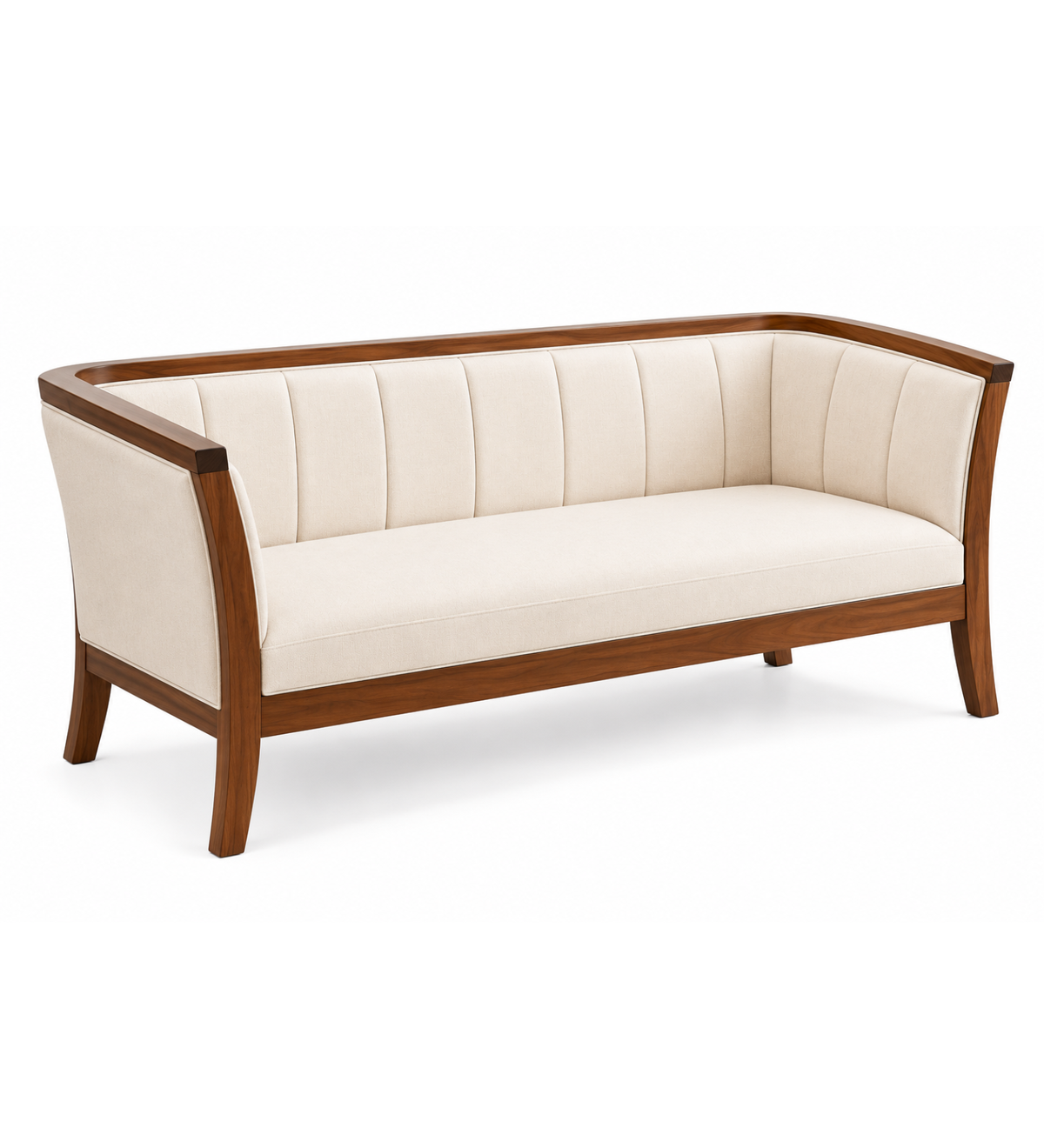 Veera Sheesham Wood 3 Seater Sofa In Beige