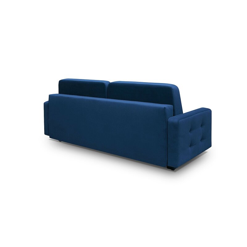 Hursty Velvet 3 Seater Pull Out Sofa Cum Bed In Imperial Blue Colour - Febonic Living