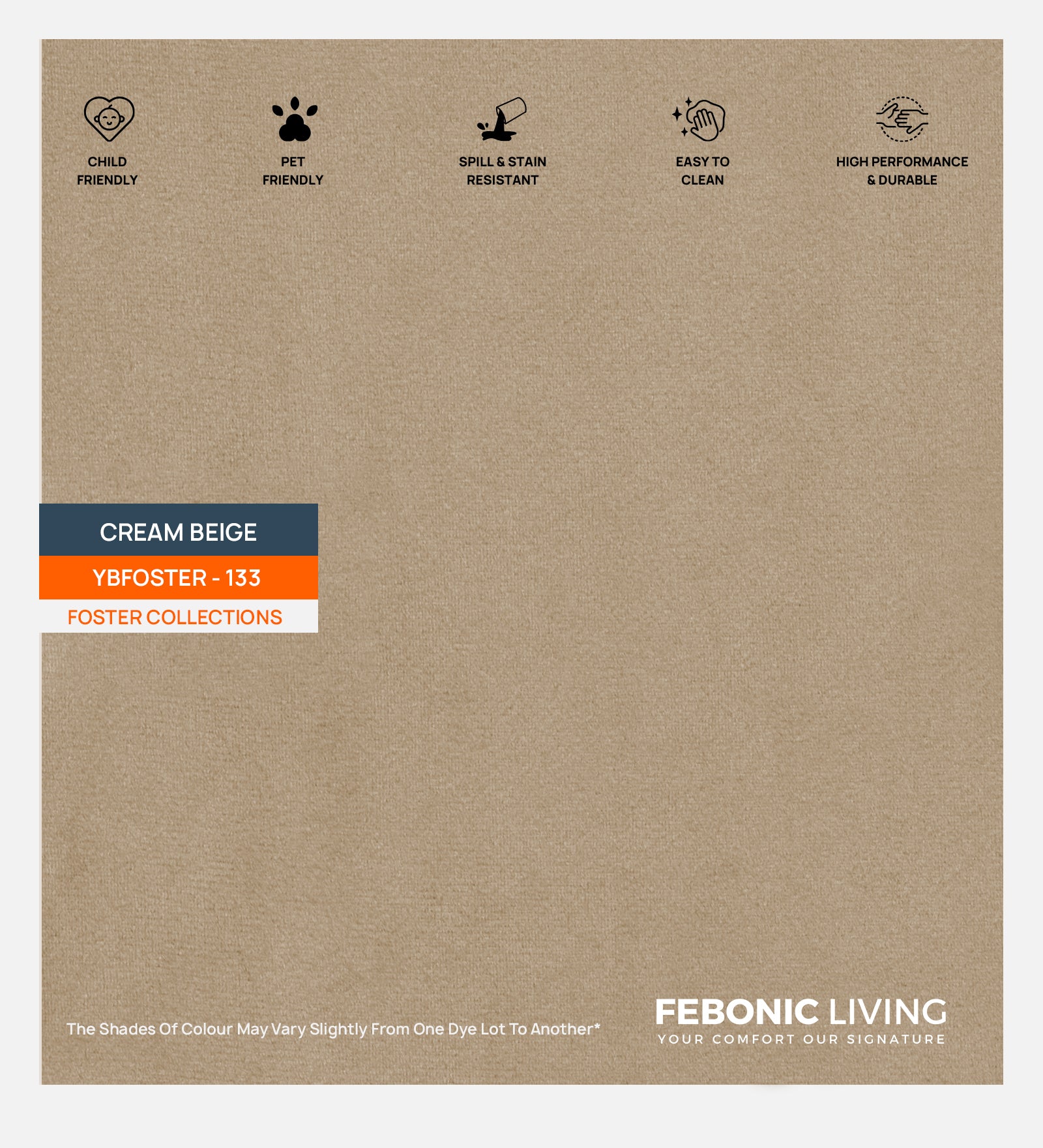 Velvet Foster Fabric Cream Beige 133 Code