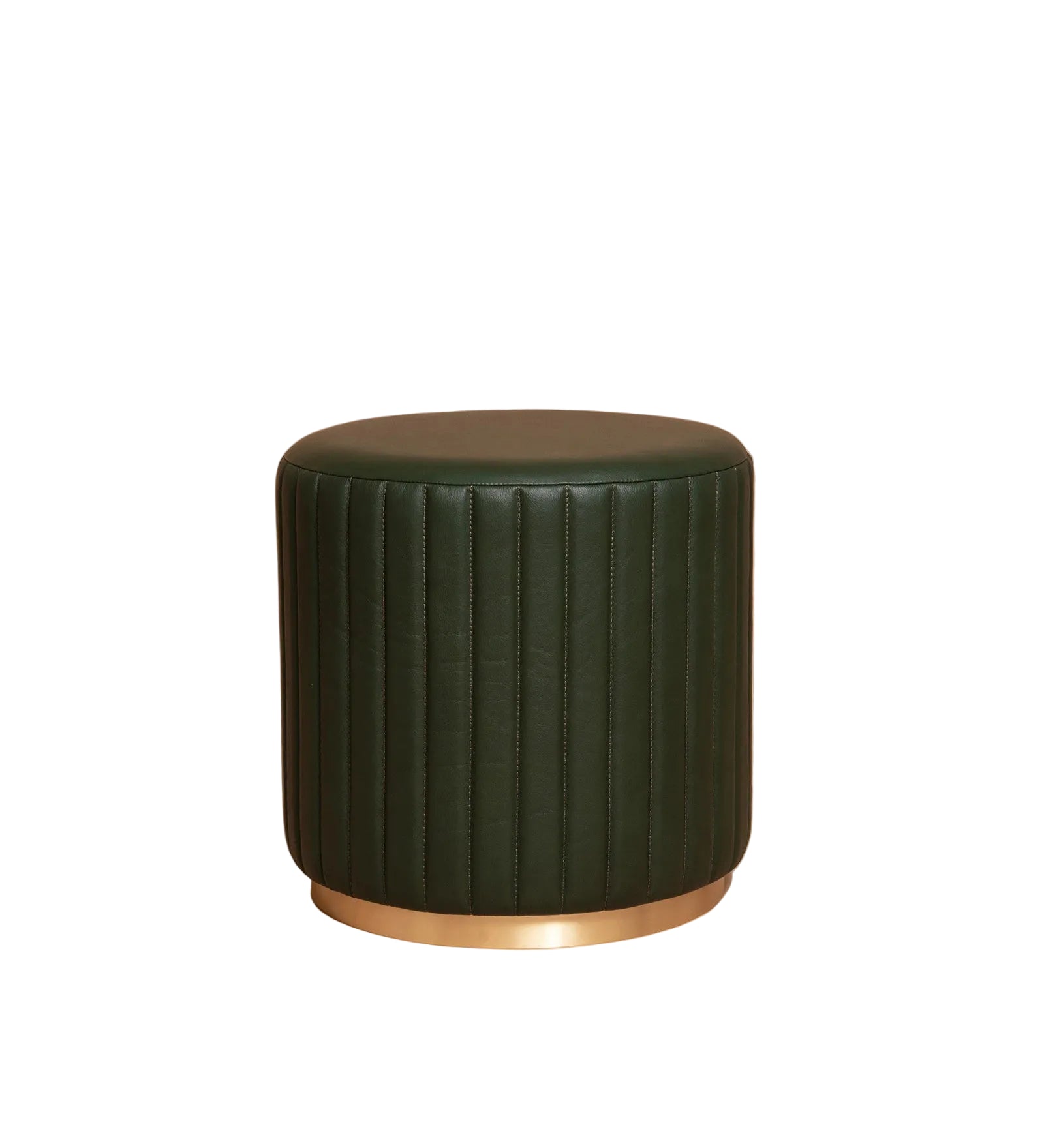 Verbos Leatherette Pouffe In Basil Green Colour