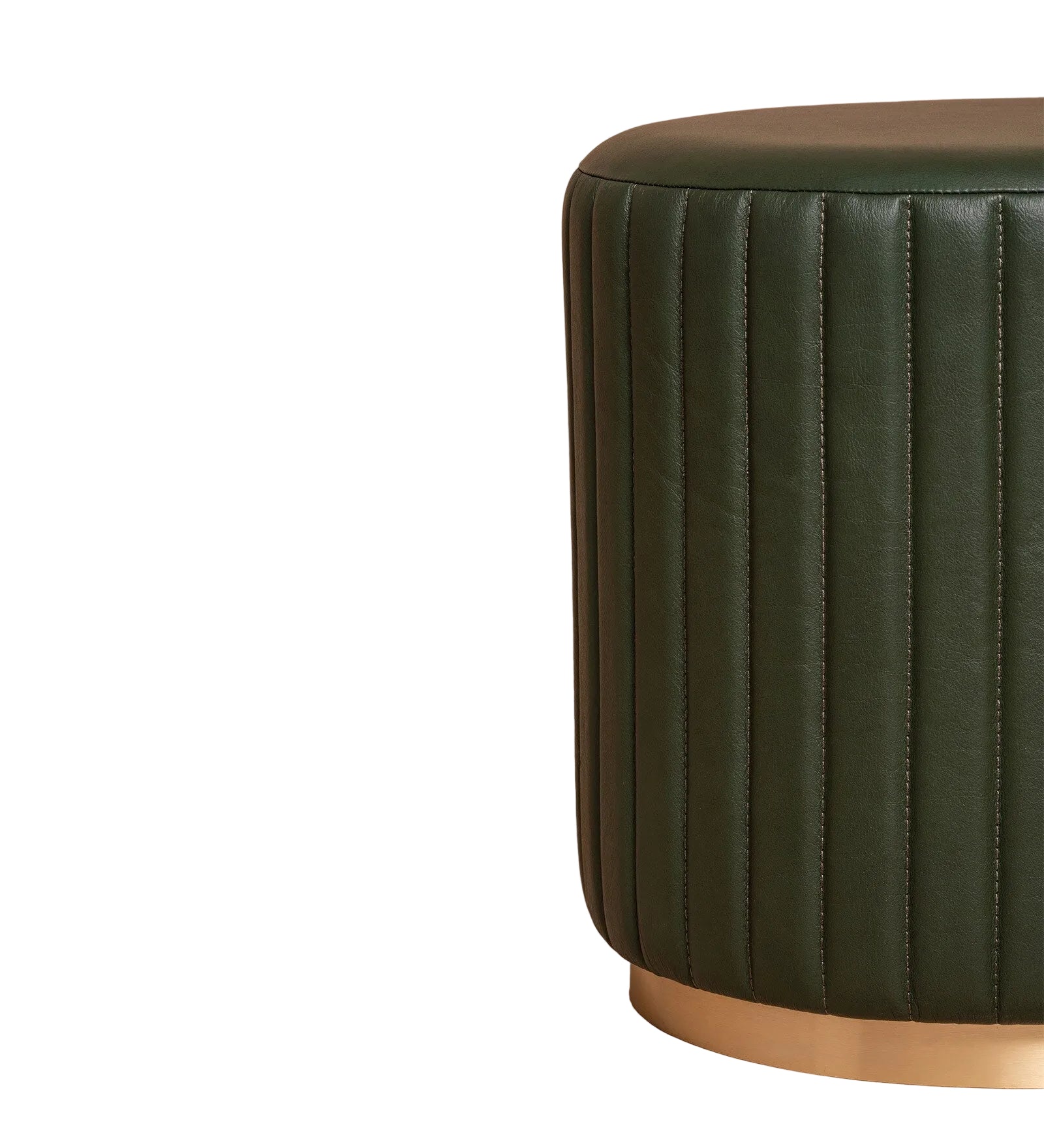 Verbos Leatherette Pouffe In Basil Green Colour