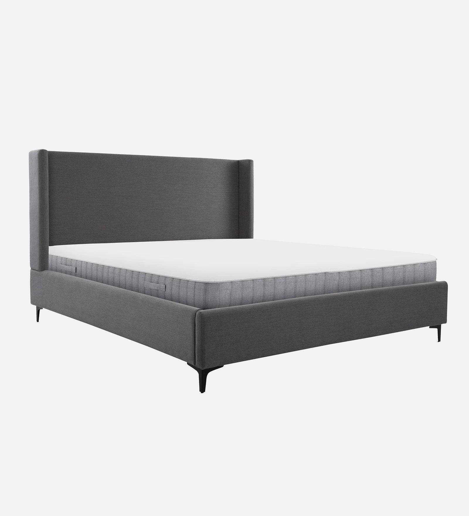 Vilas Fabric Upholstered Queen Size Bed In Charcoal Grey Colour