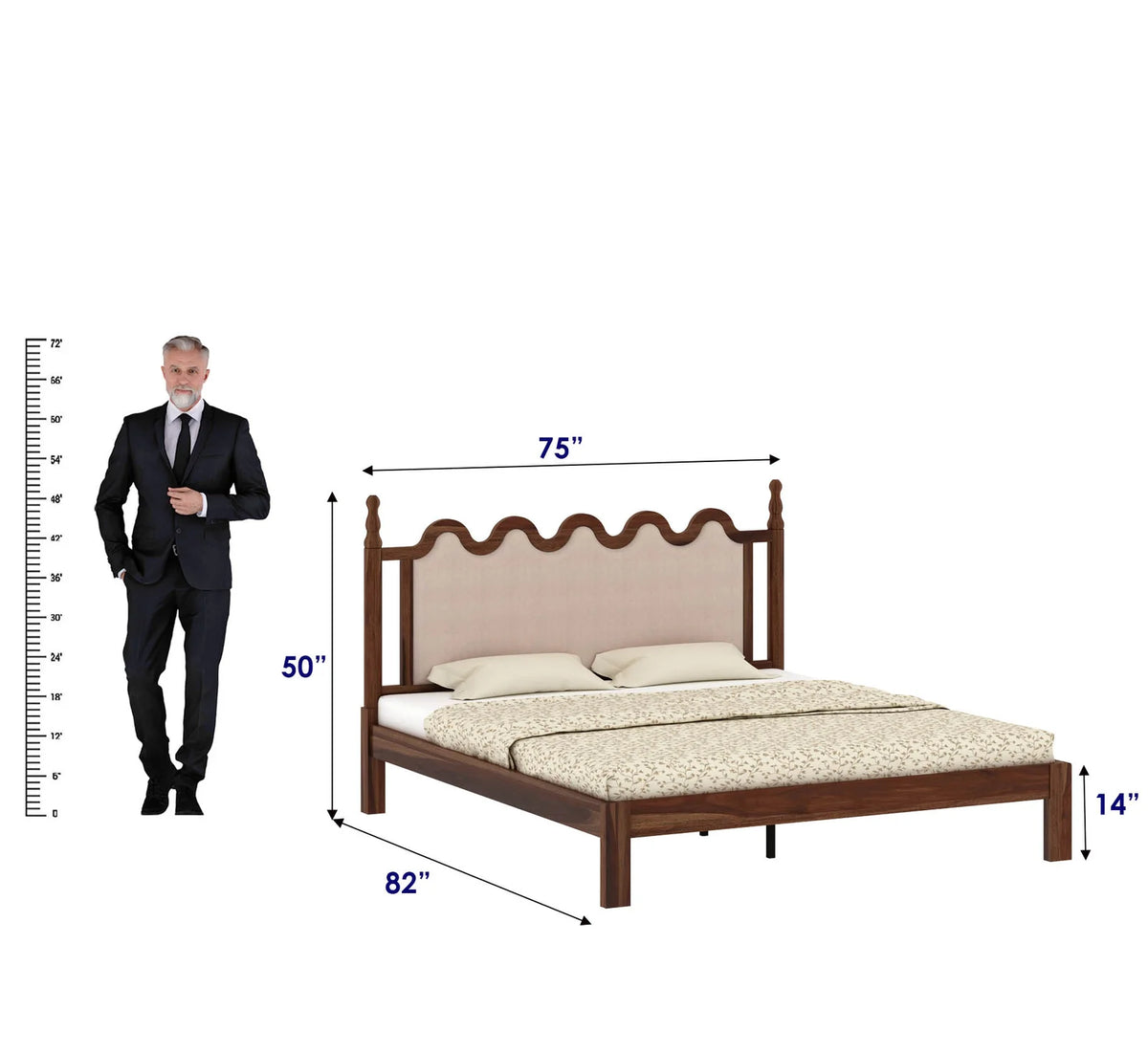 Vora Sheesham Wood King Size Bed In Provincial Teak Finish