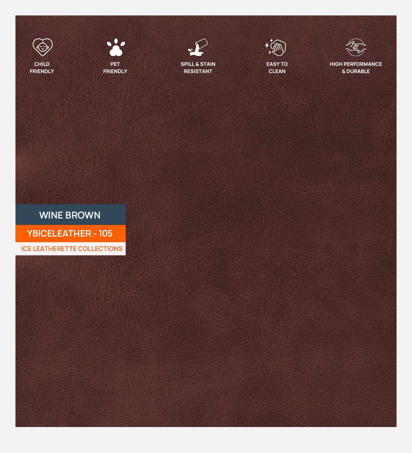 Artificial Leather Swatch Wine Brown 105 Code - Febonic Living