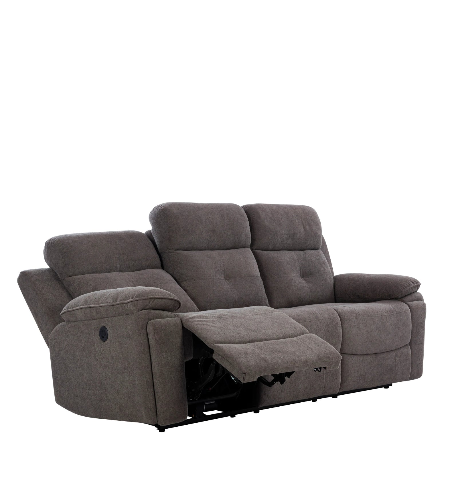 Waki Boucle 3 Seater Motorized Recliner In Concrete Grey Colour - Reclined View by Febonic Living