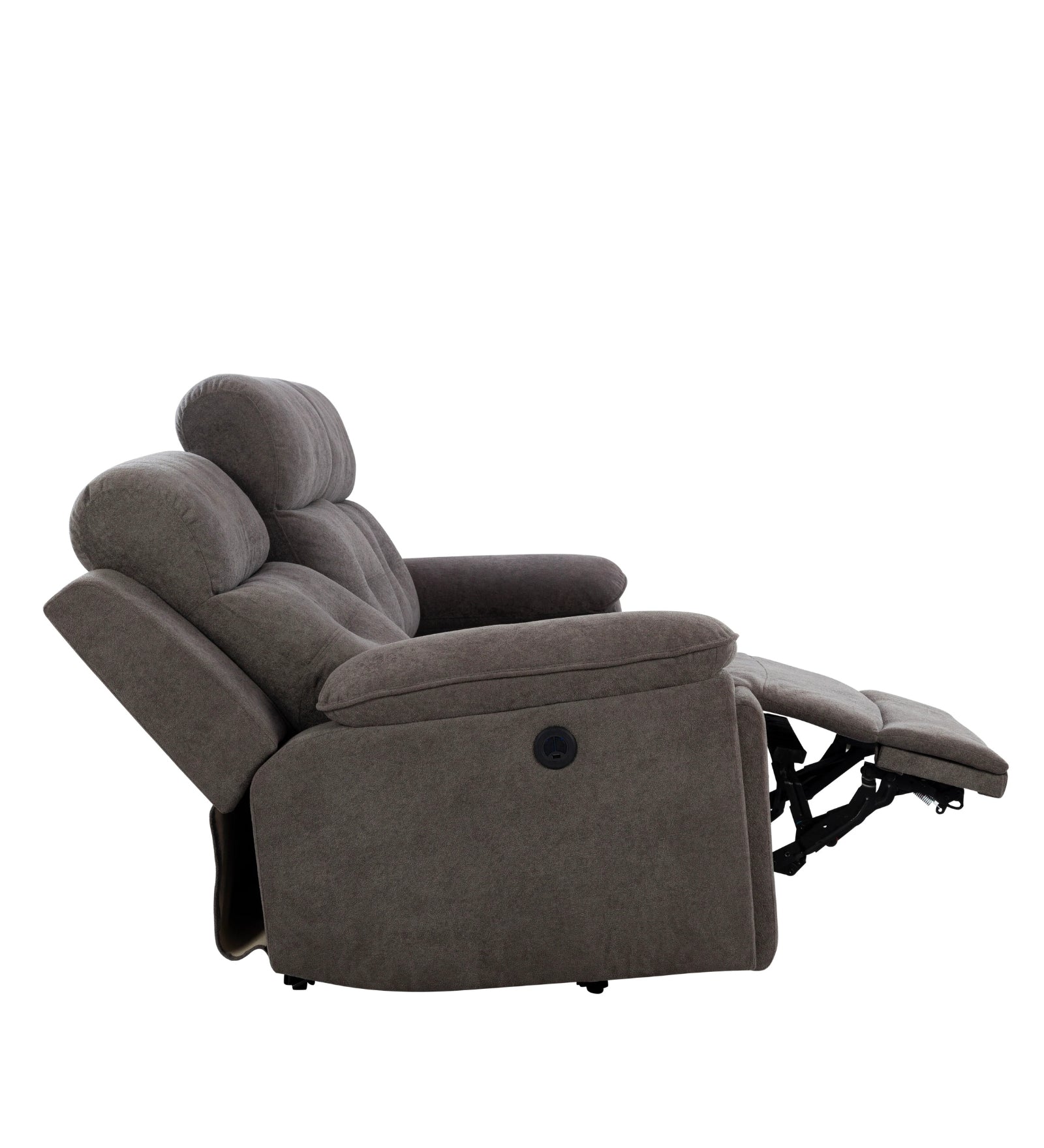 Waki Boucle 3 Seater Motorized Recliner In Concrete Grey Colour - Side Reclined View by Febonic Living