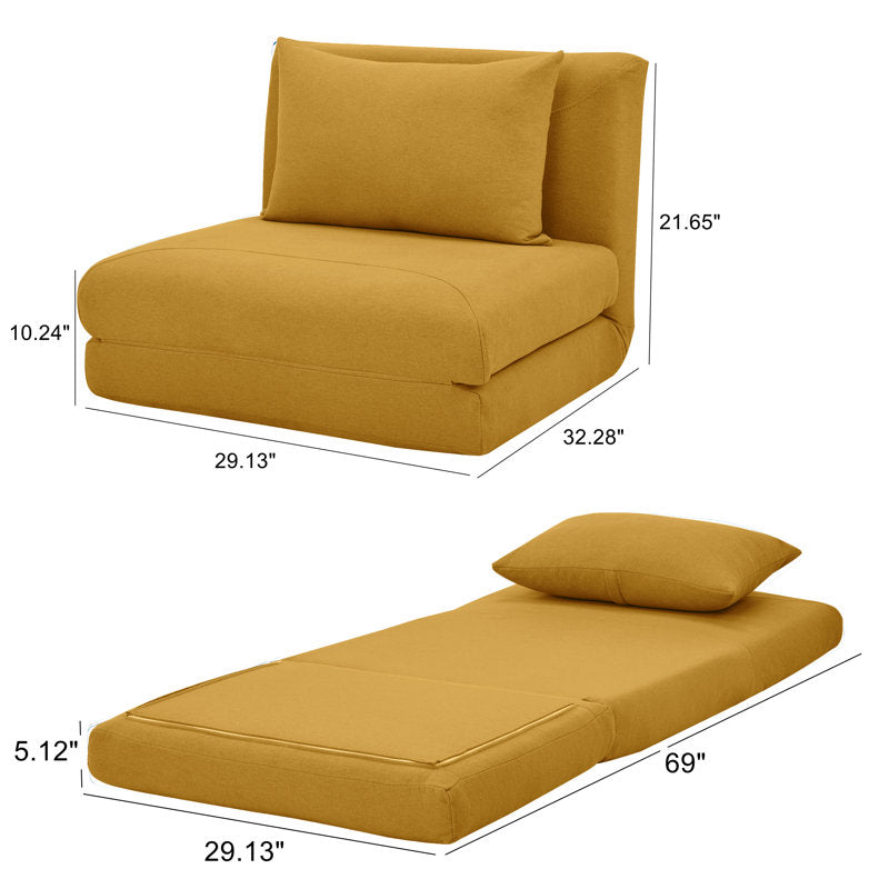Dorry Fabric Foldable Sofa Bed In Bold Yellow Colour - Febonic Living