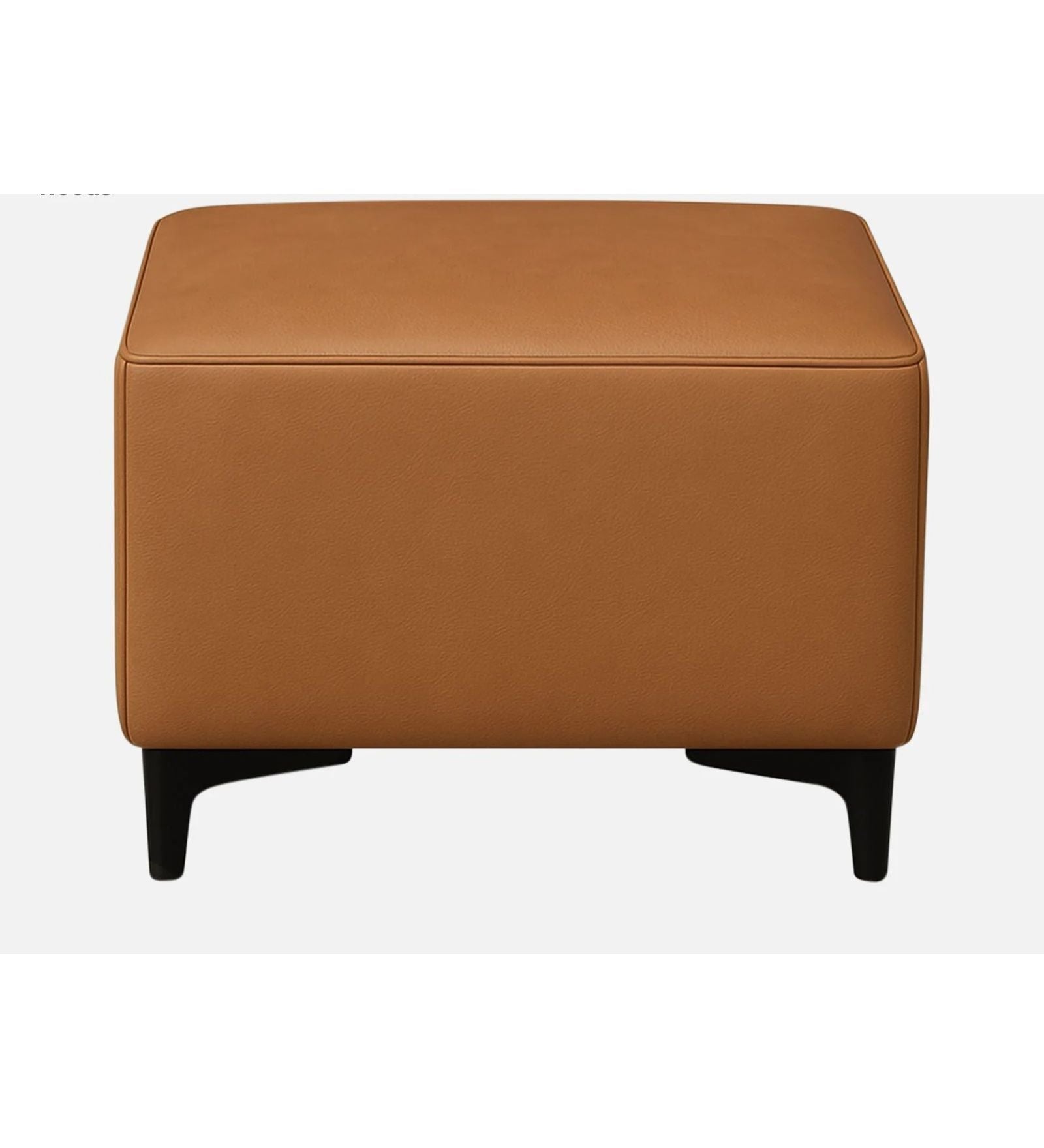 Wane Leatherette Pouffe In Cinnamon Brown Colour