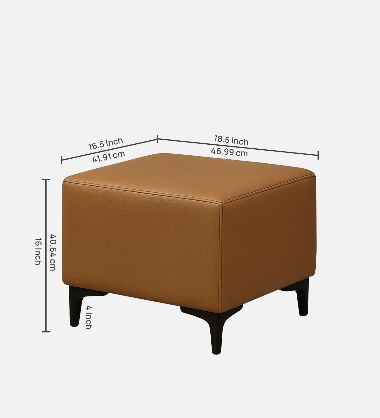 Wane Leatherette Pouffe In Cinnamon Brown Colour