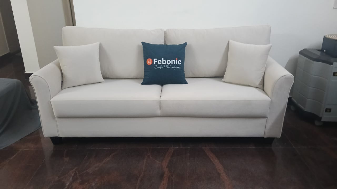 Daroo Velvet 3 Seater Sofa In Cherry Red Colour - Febonic Living