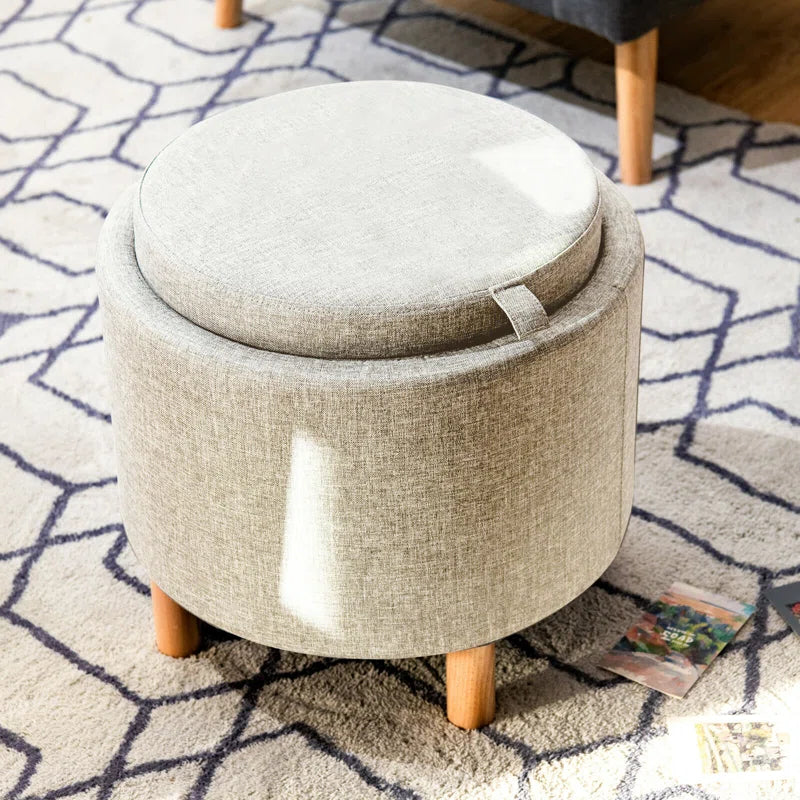 Wolly Fabric Ottoman In Ash Grey Colour With Storage - Febonic Living